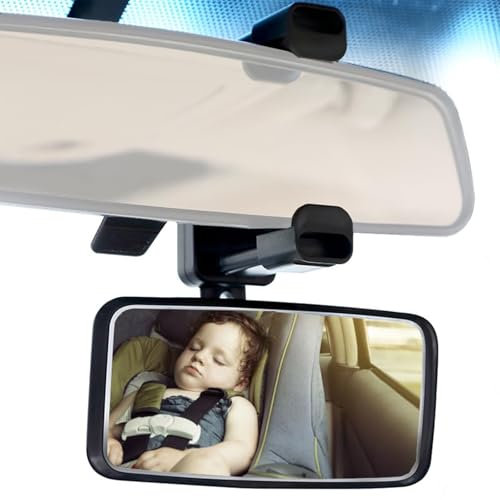 Hshenjhu Specchietto Retrovisore Bambini,Infrangibile Specchietto Retrovisore Auto,Specchio Auto Neonato Sedile Posteriore,Regolabile a 360°e Universale,Accessori Auto Neonato per I Neogenito