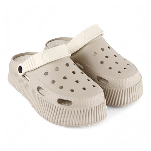 CHILLIFE Zuecos de Plataforma de Mujer, Calzado de Playa, Piscina, Jardín y Ducha, Sandalias de Verano – Fabricado en Portugal (Beis, Sistema Tallas Calzado EU, Adulto, Números, Mediano, 37)