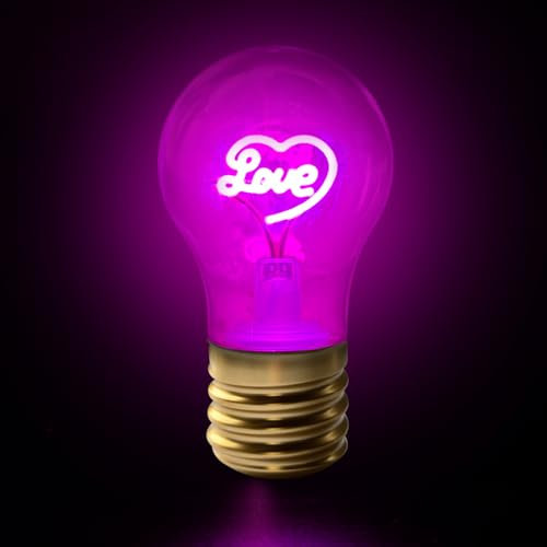 Lampe de Table en Forme d'ampoule, Lampe De Chevet En Forme De Cœur, Rechargeable avec Câble USB-C, Sans Fil, Portable Accessoires Et Décoration Lumière Rose