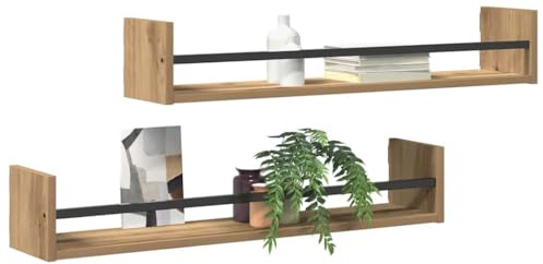 vidaXL Wandregal Wandhalterung 2 STK. Artisan-Eiche 80 x 16 x 14 cm | Der moderne Look passt perfekt in zeitgenössische Räume, Hergestellt aus strapazierfähigem Holz und Metall für Langlebigkeit,