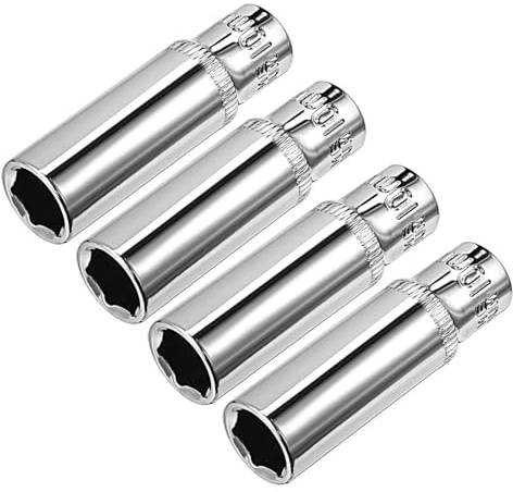 TA-VIGOR 4Pcs 1/4 Inch Drive 10mm 6-Point Deep Socket, Metric, Cr-V Drive Socket for Auto Repairing and Household