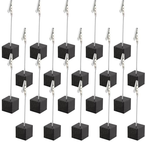 Jortmrd 20 Pezzi Porta Foto con Mollette Porta Memo Clip Mollette Portafoto con Base Porta Segnaposto Clip Cubo Base Memo Foto Titolare Carta per Ufficio, Matrimonio, Festa, Casa