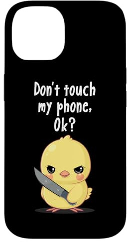 Cute Funny Don't Touch My Phone Angry Duck With Knife Meme Case for iPhone 14