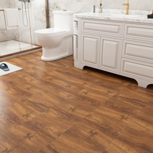 Decotalk PVC Bodenbelag Selbstklebend Holzoptik Vinylboden Natürliche Braun 30X30cm Dicke1.66 mm 3.15m² -30 Stück Vinylboden Selbstklebend Rutschfest Holzboden für Küche Wohnzimmer Badezimmer Garage