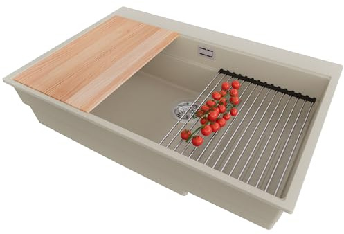 PRIMAGRAN Spülbecken ab 80er Unterschrank + Ablauf-Set, 78x53cm