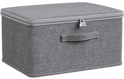 Eoixuqba Verschließbare Aufbewahrungsbox, 45x35x26cm Stoff Aufbewahrungsbox Mit Deckel, Faltbare Stoff Box, Boxen Aufbewahrung Stoffs Mit Deckel, Abschließbare Box Für Kleidung Toys Decken