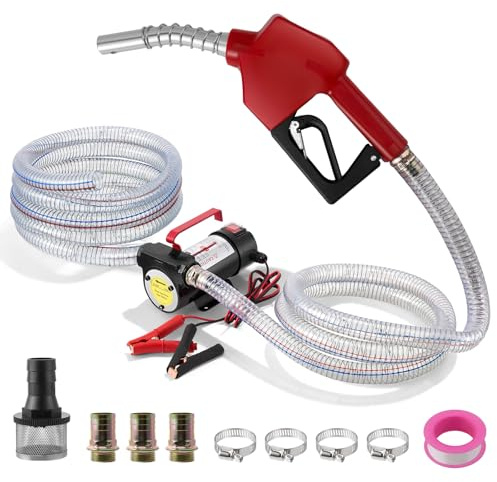 Kidken Dieselpumpe Elektrische 12 V: 40 L/min 200W Tragbare Kraftstoff-Förderpumpen mit Zapfpistole, Filter & Schläuchen, Selbstansaugendes Kraftstoffpumpe Set für Diesel, Biodiesel, Kerosin