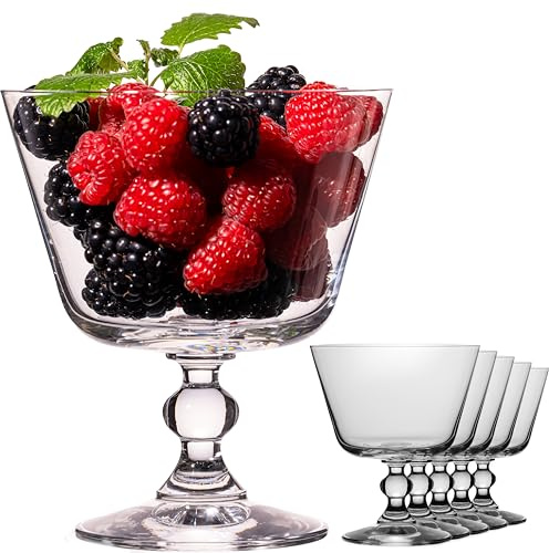 IMPERIAL Juego de 6 cuencos de postre de 380 ml, cuenco con base de cristal Crystalline, transparente, apto para lavavajillas, Vintage