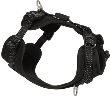 BuddyArmor Allwetter Anti Zug Hundegeschirr reflektierendes Geschirr mit QR-Code Label, Gepolstert verstellbares Hundegeschirr für Kleine mittelgroße Große Hunde (Superreflektierend-Schwarz, S)