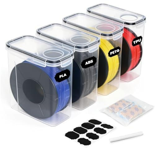 Inreeme Filament Aufbewahrungsbox Luftdicht 4PCS für Filament Aufbewahrung | Filament Box für 3D-Druck-Filament Versiegelung & Schutz, Wasser- und Staubdichtes Filamentbox mit Trockenmittel & Etiketten