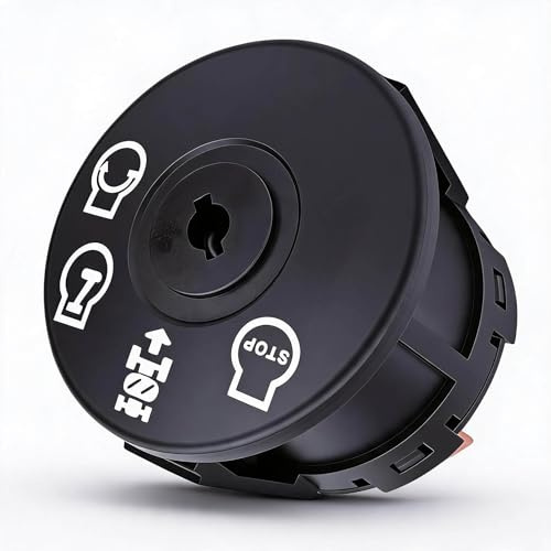 MENDUNER Interrupteur à clé de Contact de Rechange à 4 Positions pour Tracteur Tondeuse, sécurité Améliorée avec Verrouillage à clé, Compatible avec L105 L130 LY18, Matière Plastique Noire, 2 Clés
