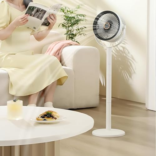YZYOE Ventilatore da scrivania in piedi per pavimento ricaricabile con luce notturna, ventilatore mobile portatile per casa, 5 modalità di velocità del vento, 4 altezze regolabili.