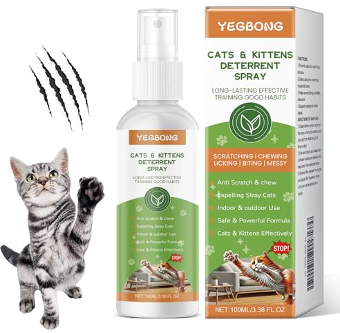 Spray Antiarañazos Gatos, 100ML Spray Repelente Gatos para en Interiores y Exteriores, Spray Ahuyentador de Gatos Que Rascan Mantiene a Las Mascotas Fuera de Las Áreas De Acceso, Protege Muebles