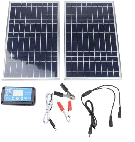 Juego de paneles solares de 20 W, 12 V, resistente al agua, cuidado de la batería de 20 W, policristalino, IP65, controlador de protección integrado, para coche, caravana, barco, motocicleta (doble)