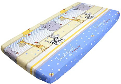 TupTam Baby Spannbettlaken Kinder Spannbetttuch für Babybett Kinderbett Gemustert, Farbe: Imagine Blau, Größe: 70 x 140 cm