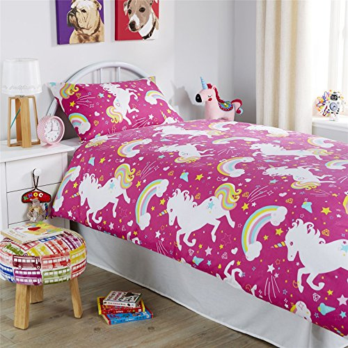 Olivia Rocco Unicorn Duvet Cover Set With Pillowcases, Pink, Single