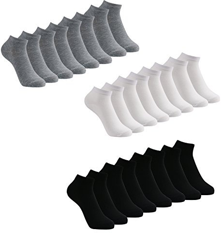 Caudblor 9/12 Pares Calcetines Tobilleros Hombre No Show Calcetines de Corte bajo para hombres y mujeres, (blanco/gris/negro, 39-45