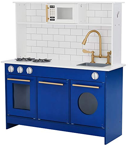 Teamson Kids Azul Cocina de Juguete de Madera Horno Imitación Niños TD-12681B