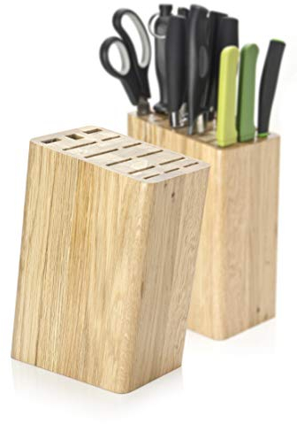Taylors Eye Witness Empty Solid Wooden Oak Knife Block - Storage and Organiser for Up to 14 Kitchen Knives, Tools Or Utensils.