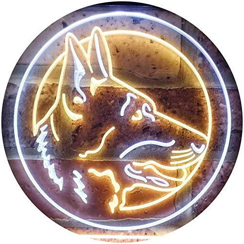 ADVPRO German Shepherd Dog Illuminated Dual Color LED Barlicht Neonlicht Lichtwerbung Neon Sign Weiß & Gelb 600 x 400mm st6s64-i0668-wy
