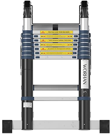 WORHAN® 5m TELESKOPLEITER 2 in 1 ANLEGELEITER KLAPPLEITER ALU TELESKOP Leiter MULTIFUNKTTIONS 500cm K5C