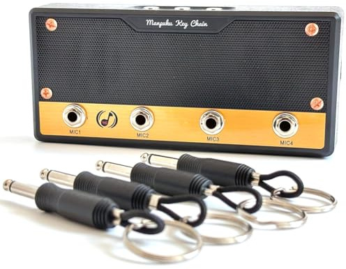 Jnchdghwa Supporto per Chitarra A Muro con Ganci per Chiavi in Stile Amplificatore, Design Altoparlante con 4 Spine per Amplificatore e, Regalo per Musicisti.