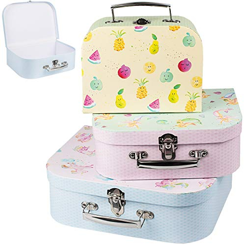 alles-meine.de GmbH Kinderkoffer/Koffer - MITTEL - Einhörner - Meerjungfrau - lustige Früchte - für Spielzeug und als Geldgeschenk - Mädchen & Jungen - Kinder & Erwachsene - Pa..