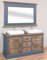 Casa Padrino Landhausstil Badezimmer Set Blau/Braun - 1 Doppelwaschtisch & 1 Wandspiegel - Landhausstil Badezimmer Möbel