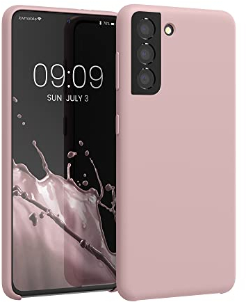 kwmobile Hülle kompatibel mit Samsung Galaxy S21 Hülle - Silikon Handy Case - Handyhülle weiche Oberfläche - kabelloses Laden - Altrosa matt