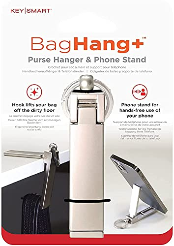 KeySmart BagHang Plus - Handtaschenaufhänger und Telefonhalter (Silber)