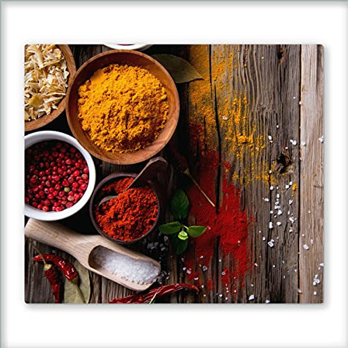 60x52 Glas-Herdabdeckplatte für Induktions- & Cerankochfeld Küchen-Spritzschutz Universale Küchenarbeitsplatte Schneidebrett & Kochplatte-Abdeckung Rutschfest Glasplatte inkl. Silikonnoppen (17)