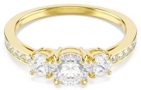 Swarovski Bague Stilla Attract, Taille ronde, Blanche, Placage de ton or