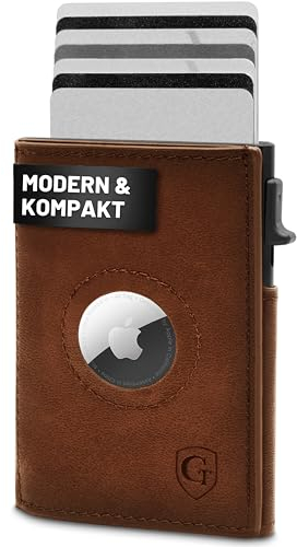 GenTo® SMARTLET PUSH AIR - Slim Wallet - Portafoglio sottile - con tasca portamonete - Custodia in metallo - Supporto Apple AIRTAG - Protezione NFC RFID