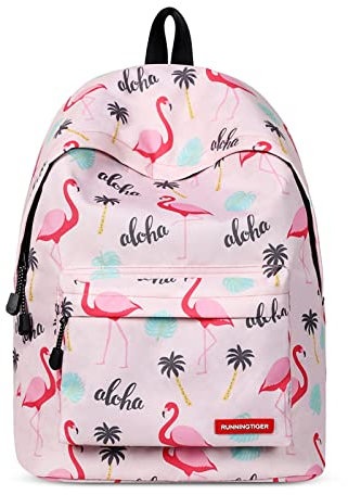 FORRICA Zainetto Donna Carino Zaino Scuola Ragazze Adolescente Zaini Universita Zaino Porta PC Casual Daypack Donna Borsa da Viaggio Fenicottero A
