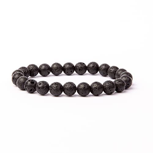 V Vascavi Armband Edelstein, Naturstein als Chakrastein, Heilstein, Ø 8 mm Perlen, MADE IN GERMANY Perlenarmband ca. 20 cm lang, elastisch, Lava Stein