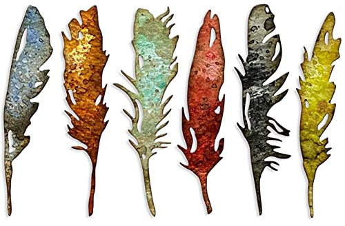 Metall-Stanzschablonen-Set mit Federn, Retro-Stil, DIY, Scrapbooking, Prägeschablonen, Kartenherstellung, Album, Foto, Dekoration, Vorlage, Stanzformen, DIY, Papier, Grußkarten, Geschenkkarten, 6