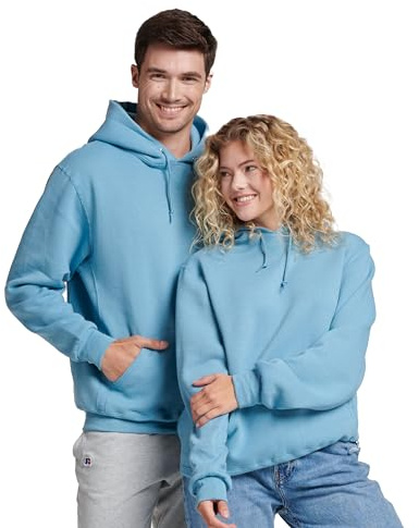 Russell Athletic Men's Dri-Power Fleece Hoodies, Moisture Wicking, Cotton Blend, Relaxed Fit, Sizes S-4x Hooded Sweatshirt, Artic Blue Pullover, L