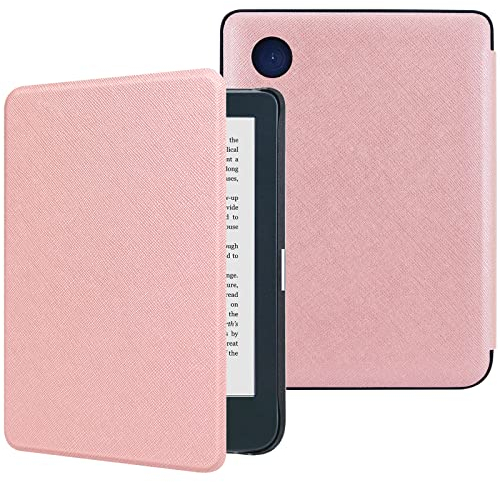 DMluna Étui Slimshell pour Kobo Clara Colour/BW/ 2E, Tolino Shine Colour/Shine 5/4, Coque de Protection Magnétique avec Fonction de Plume de Sommeil de Réveil Automatique, Or Rose