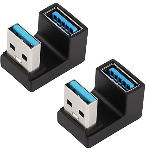 QIANRENON U-Form Winkel USB 3.1 Adapter Konverter 10 Gbps 180 Grad USB 3.1 Stecker auf Buchse, Koppler Stecker, unterstützt Datenübertragung OTG 5 V/3 A Fsat Laden, für PC Laptop Power Bnak 2 Stück