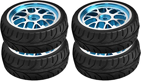 4 Stücke 1/10 RC Auto Gummireifen Aluminiumlegierung Felge Ersatzteile Zubehör (Gebogene Oberfläche) Rc Reifen 1 10 Onroad Rc Car Reifen 1/10 Onroad