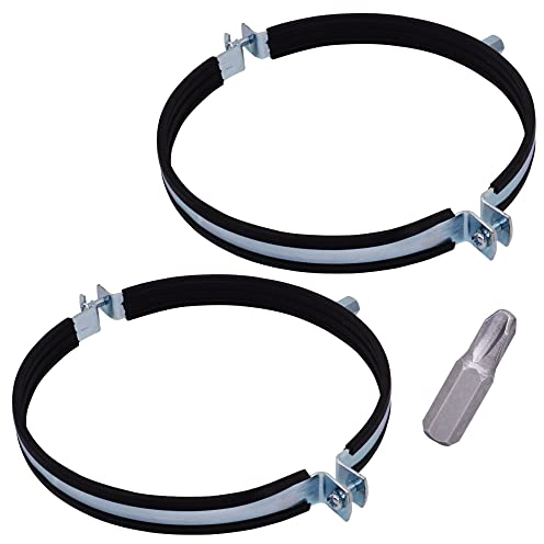 SKIR'CO (2 Stück) Rohrträger mit Gummifutter für 200mm Rohre, Rohrschellen, Rohrträger für Wand- und Deckenmontage