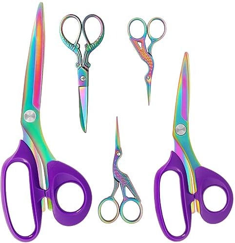 Asdirne Titanbeschichtung Nähscheren-Set, professionelles Stoffscheren-Set, ultra-scharfe Edelstahlklingen, ergonomischer Griff, ideal für Schneider, Stickerei, 26,7 cm/20,3 cm/13 cm 45 EU cm/3.6