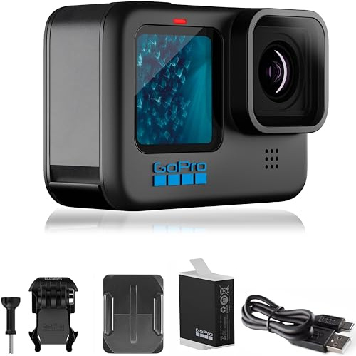 GoPro HERO11 Nero - Confezione per e-commerce - Fotocamera d'azione impermeabile con video Ultra HD 5.3K60, foto da 27 MP, sensore d'immagine da 1/1.9 pollici, trasmissione live, webcam,