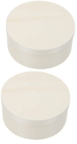 UPKOCH Caja De 2 Piezas Caja De Tarta De Queso Tartas De Queso Recipiente De Tarta De Queso Contenedor De Pastel Recipientes Para Magdalenas Pastelitos Caja De Galletas De Madera Ronda