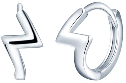 CONILOK Blitz Ohrringe Silber 925 Creolen Buchstaben Huggie Ohrringe Silber Damen Schmuck Ohrring Geschenke für Sie Frauen Mädchen Freundin Schwestern Fra Mutter Geburtstag Weihnachtstag Valentinstag