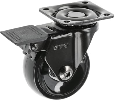 GTV - Möbelrollen CALIBRO | Lenkrollen | Rollen für Möbel | mit Bremse | Durchmesser 50 mm | aus Kunststoff und Stahl | Schwarz