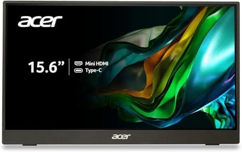 Acer Monitor portatile FHD PM1 da 15,6 pollici | Pannello IPS | Design ultrasottile e ultraleggero | Mini HDMI x 1 e USB Type-C x 2 ingressi
