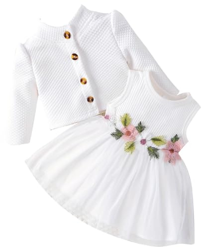 Odizli Neugeborene Baby Mädchen Ärmellos Blume Kleid + Langarm Cardigan Outfit