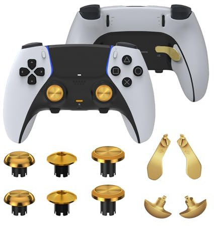 Metal Thumbsticks for PS5 Edge Controller, Metallic Back Paddles Triggers Buttons Joysticks for PS5 Dualsense Controller, Replacement Accessories Parts for PS5 Edge Controller Analog Joystick