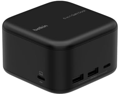 Belkin Connect USB-C-6-in-1-Core-GaN-Docking-Station (130 W), 96 W PD für Peripheriegeräte, USB-C, USB-A, Gigabit-Ethernet, HDMI-4K-Anschlüsse zum Gamen, für MacBook Pro, Windows-Laptops, Chromebook